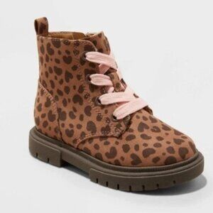 Cat & Jack Toddler Amaya Leopard Print Zipper Lace-Up Boots